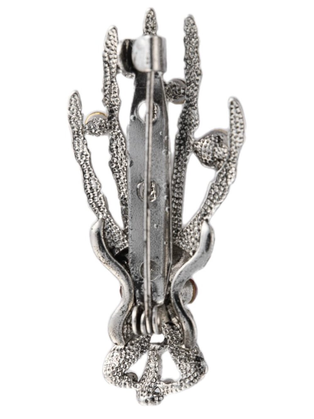 Pave Gothic Skeleton Hand Red Crystal Rhinestone Brooch Pin - Picture 3 of 5